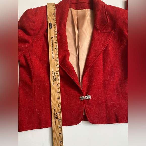 Vintage Handmade wool red Women’s Blazer Jacket - Picture 6 of 10